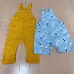 プチバトー　イエロー・水色ロンパース 2点セット