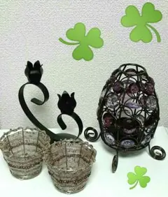 美品✨アイアン キャンドルホルダー☘️蝋燭立て☘️３種類セット