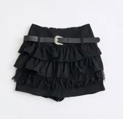 OLIVE des OLIVE 合皮ベルト付きフリルショートパンツ スカートのサムネイル