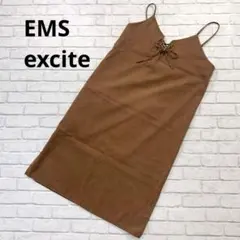 g051【エモズエキサイト】スウェードキャミソールワンピ☆ひざ下☆レースアップ