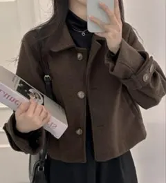 ソニョナラ nugu ブラウン ショート丈 ウール風ジャケット　春服 ジャケット