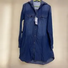 アースミュージック＆エコロジー　パーカー付デニムシャツワンピース　Mサイズ