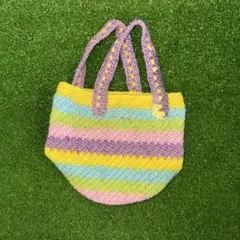 カラフルストライプかぎ針編みバッグ