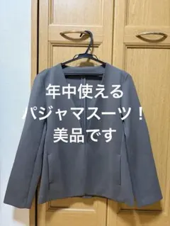 AOKI パジャマスーツ ノーカラージャケット L グレー