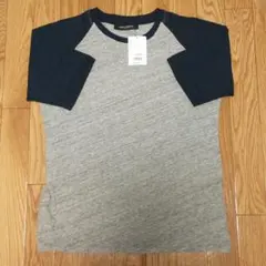 nano・universe Tシャツ 半袖 5分袖 ラグラン 灰 紺 S 新品