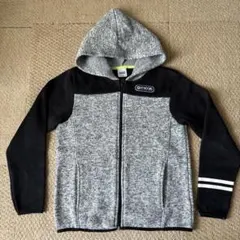 アウトドア　フリースジップパーカー　グレー×黒　150