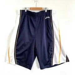 【asics】ハーフパンツ ネイビー 白 オレンジ メンズ大きいサイズ 2XLのサムネイル