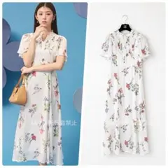 UNTITLED】新品未使用 ペイントフラワーワンピース 大きいサイズ 44
