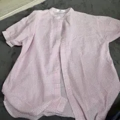 CHIP CLIP 半袖シャツ M ピンクと白のストライプ