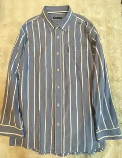 大きいサイズ4ＬKANGOL ＥＸ青白ストライプ ボタンダウンシャツ