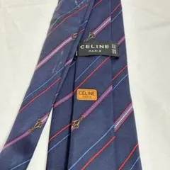 A*T様 セリーヌ CELINE ネクタイ ネイビー ストライプ柄 マカダムのサムネイル
