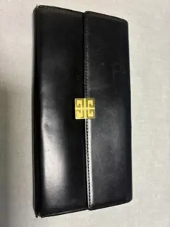 GIVENCHY 長財布 ブラック レザー ゴールドロゴ