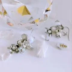 『フラワーモチーフ』ハンドメイド ピアス クリスタル シルバー