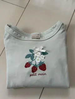 プティマイン　いちごリボン長袖A ライン長袖カットソー　80