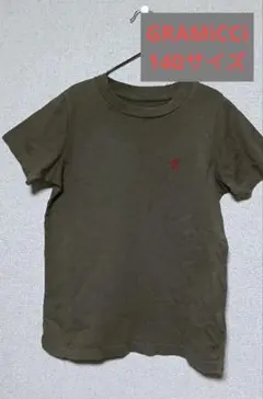 GRAMiCCi kids オリーブグリーン Tシャツ 赤い刺繍 140サイズ