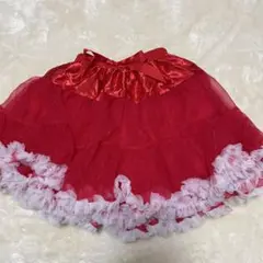 赤いチュールパニエ 白いフリル付き 1回使用
