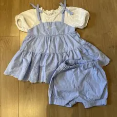 Mezzo Piano 水色チュニックとショートパンツセット 80 90