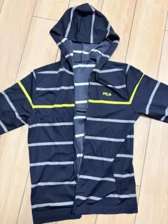 FILA ボーダー柄 ジップアップパーカー ブラックMサイズ