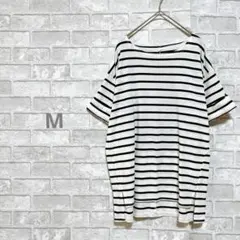 ボーダープルオーバー ボートネック カットソー サイドスリット Mサイズ 春物