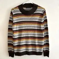 シニア　レディース　ストライプニットセーター