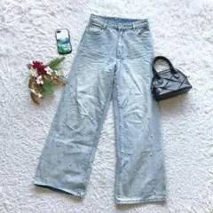 グレイル デニムパンツ ジーンズ パール装飾 ワイドシルエット M カジュアル