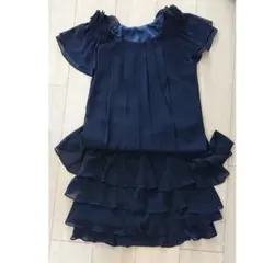 小さいサイズ フォーマルドレス ネイビー 結婚式 謝恩会