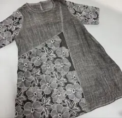 大きいサイズ 刺繍デザイン　花柄 ワンピース　ワンピ　チュニック　トップス