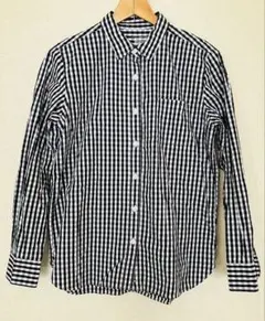 無印良品 洗いざらしブロードギンガムチェック長袖シャツ XL