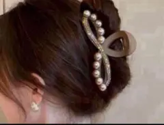パール＆ラインストーン ヘアクリップ バンスクリップ まとめ髪