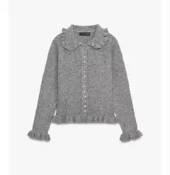 タグ付き新品★ZARAのフリルトリムニットカーディガン★Sサイズ★グレー色★完売