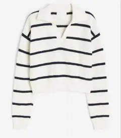 H&M ストライプ クロップドニットセーターのサムネイル