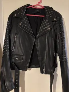 た*ご様 ZARA BASIC ライダースジャケット スタッズ装飾 ブラックのサムネイル