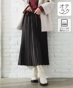 GLOBAL WORK お手入れらくらくプリーツスカート ブラック SHORT