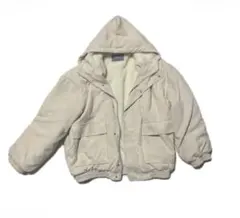 nugu コーデュロイ ボアジャケット フード付き アイボリー 中綿ジャケット