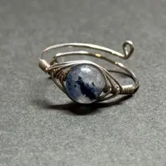 WR647F 天然石 パワーストーン ワイヤーリング ブルーアベンチュリンシリカ