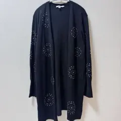 チコズ カーディガン ノーカラー 長袖 ドット XXL 黒 ビッグサイズ