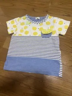 ベイビーチアー レモン柄ストライプTシャツ　100