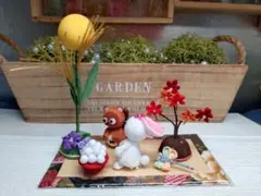 どんぐりアート クリスマスにサンタさんがやって来た 丸太オブジェ