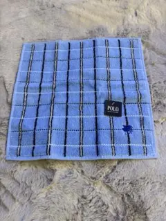 【未使用品、タグ付き】POLO ポロ タオルハンカチ ブルー チェック柄