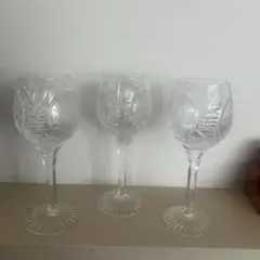 カットガラスワイングラス3個セット