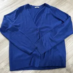 GU長袖 Vネック カーディガン ブルー XL