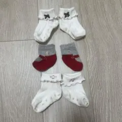 ファミリアベビー靴下3足セット（リボン・動物刺繍）