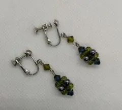 ●☆ハンドメイド　クリスタルビーズ イヤリング ノンホールピアス
