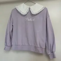 フリル襟付き刺繍トレーナー パープルのサムネイル