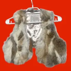 プーラフリーム　兎毛皮　ラビットファーベスト　ファーボレロ　ベージュ　茶色