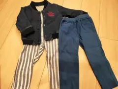 BREEZE、西松屋　デニム風ジャケットとダークブルーパンツセット