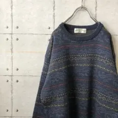 【大人気】 柄ニット 総柄 ボーダー ビッグサイズ ニット セーター