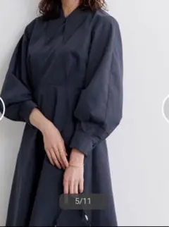 ur's　ユアーズ　　襟付きロングワンピース　長袖 Mサイズ　 Aラインワンピ