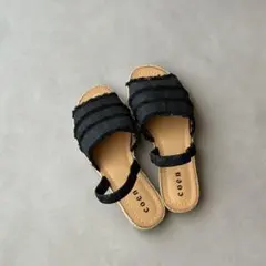 【未使用品】フリンジデニム　フラットサンダルのサムネイル