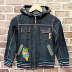 【美品】mezzo pianoメゾピアノ ワッペン デニム ジャケット 140